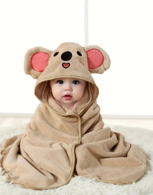 Comfy Hooded Bath Towel - Ultra-Soft, Super Absorbent, Quick Drying - For 0-3 Years Old, Bathroom, Beach