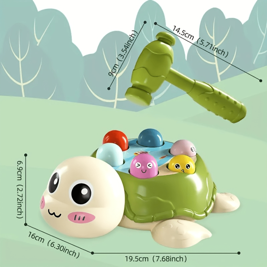 1pc Interactive Turtle Hammer Toy - Colorful Shape Sorting Game for Youngsters 0-3 Years, Durable ABS Construction, Fun Educational Play with Cartoon Turtle & Hammer, Perfect Gift for Christmas, Halloween, Thanksgiving