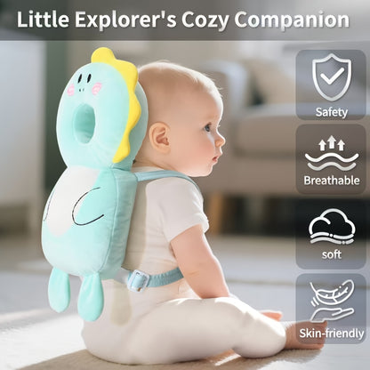 1pc Backpack with Adjustable Backpack straps - Soft Plush backrest, Safe Buckle Closure - Crawling, Travel, Everyday Use - Ideal 1st Birthday or Christmas Gift (Blue, Soft Polyester Fiber) - & Walking Backpack, Cute Animal Design, Highelasticity