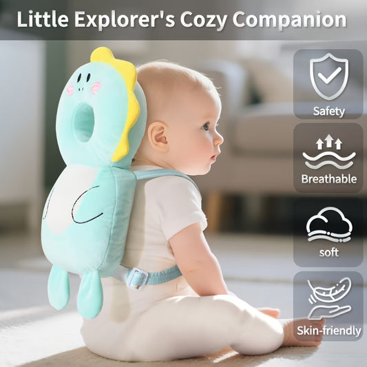 1pc Backpack with Adjustable Backpack straps - Soft Plush backrest, Safe Buckle Closure - Crawling, Travel, Everyday Use - Ideal 1st Birthday or Christmas Gift (Blue, Soft Polyester Fiber) - & Walking Backpack, Cute Animal Design, Highelasticity